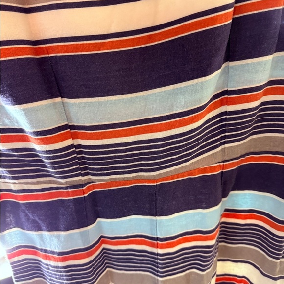 EUC- Lily & Me Striped Linen Blend Midi Dress - Blue, orange, White- Size Small - Picture 7 of 9